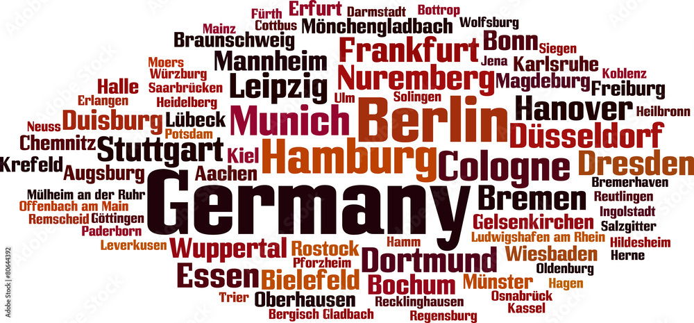 Cities in Germany word cloud concept. Vector illustration Cities in Germany word cloud concept. Vector illustration