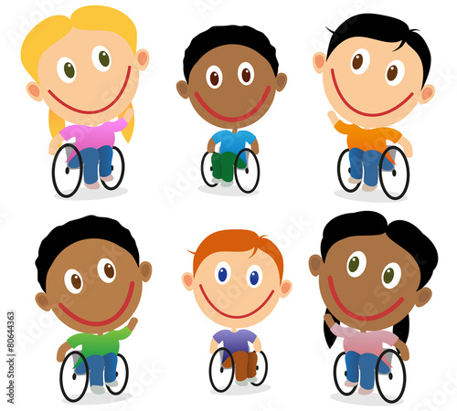 Wheelchair children character vector pack