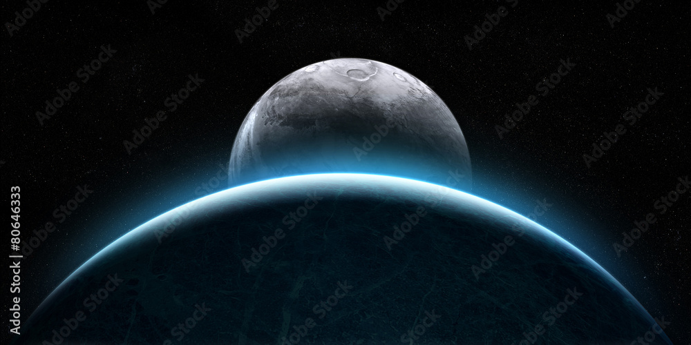 Obraz premium Rising moon in space