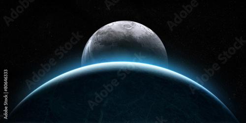 Fototapeta Naklejka Na Ścianę i Meble -  Rising moon in space
