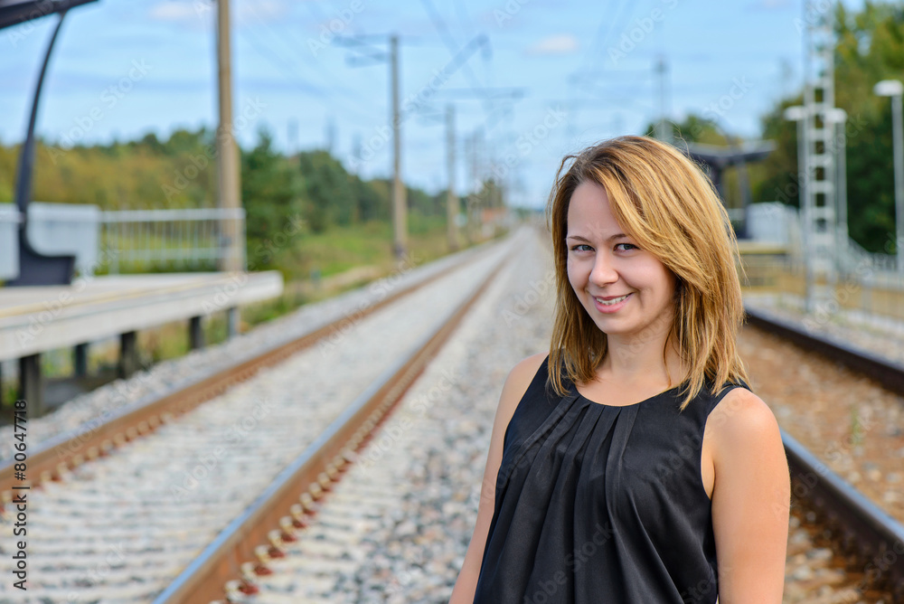Portrait of female on the railway