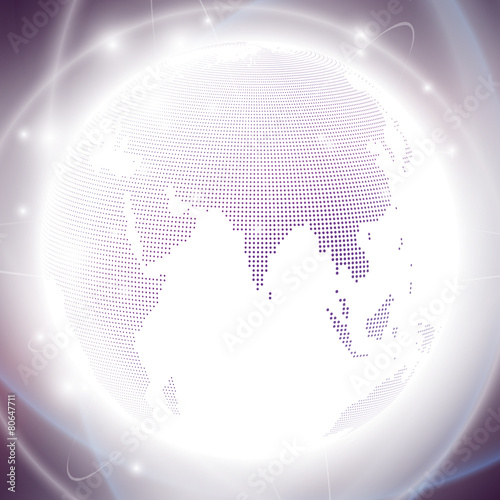 Dotted world globe, light design vector illustration