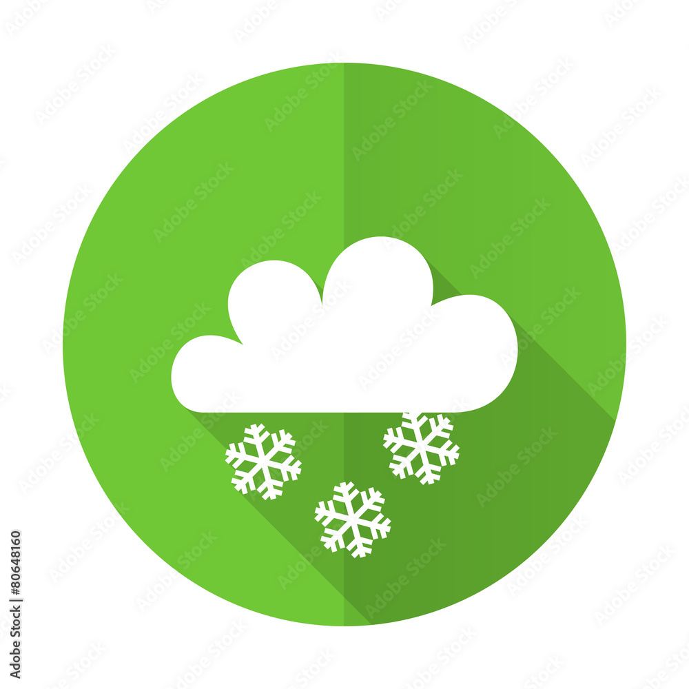 snowing green flat icon waether forecast sign snowing green flat icon waether forecast sign