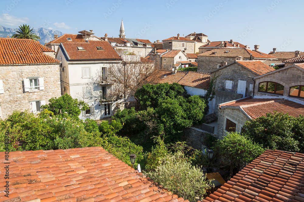 roofs of the old town of Budva, Montenegro