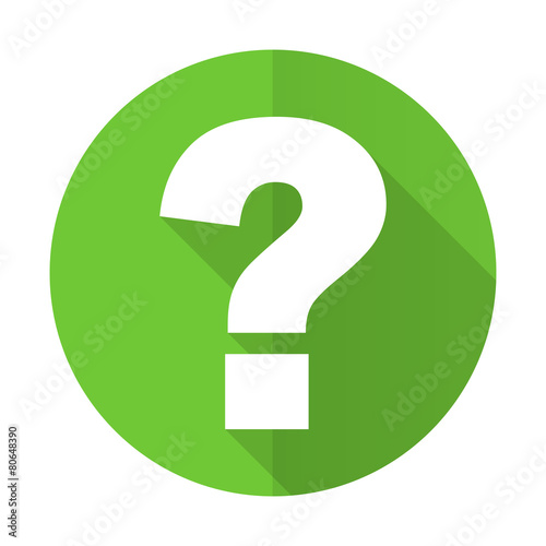 question mark green flat icon ask sign