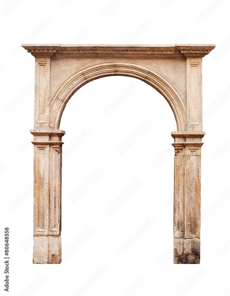 Fototapeta premium Ancient arch isolated on white background