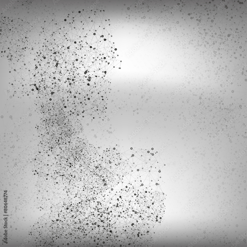 Fototapeta premium Molecule structure, gray background for communication, science