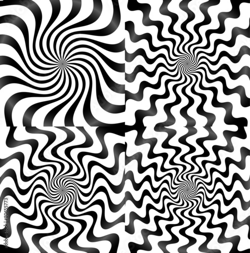 Whirlpool, spiral, spire, vortex background set