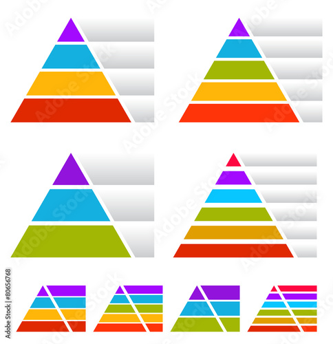 Triangle, pyramid charts with banners