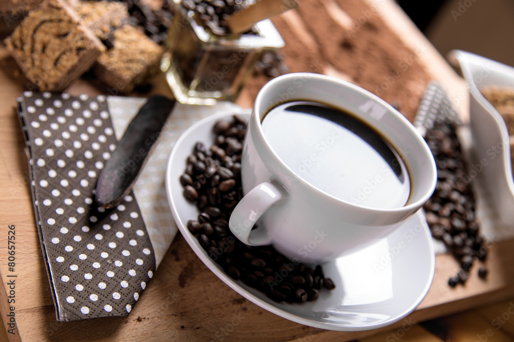 Fototapeta premium It's coffee break, natural concept with organic food