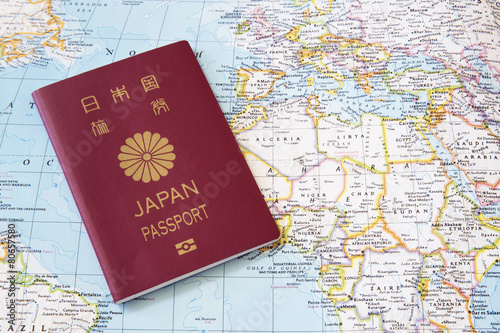 Japanese Passport on the world map
