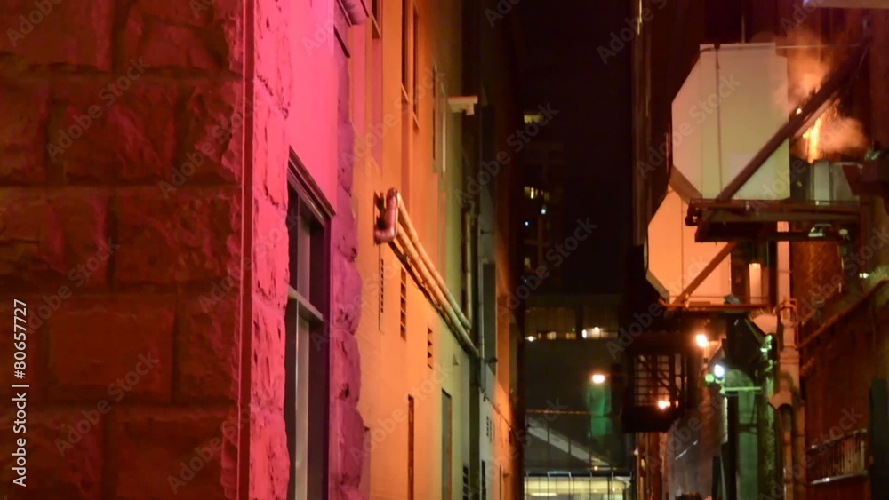 Establishment shot up the sides of a colorful building Establishment shot up the sides of a colorful building