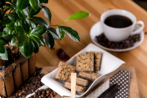 Ambient theme of coffee, organic food