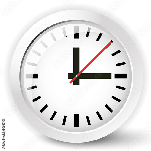 Shiny clock icon with reflection and shadow effect photo