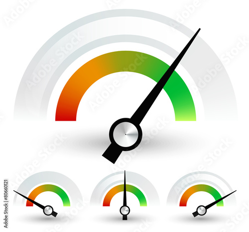 Speedometers or general indicators with needles. set at 4 stages