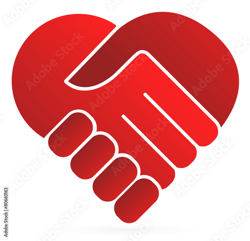 Handshake symbol forming a heart