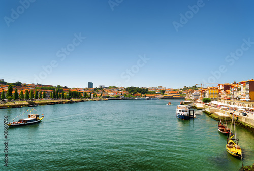 The Douro River in Porto, Portugal.