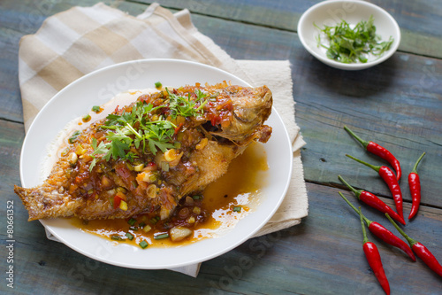 Thai Food : Ingredients of  Fish fried with Chili Sweet Sauce