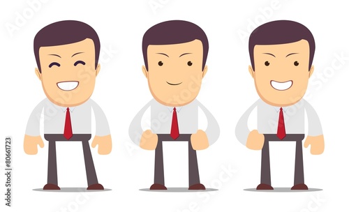 Set of manager character in different interactive poses. Vector