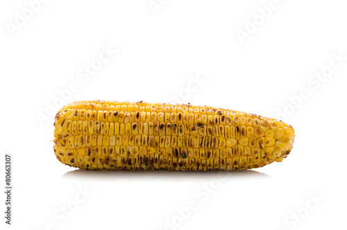 grilled corn on white background