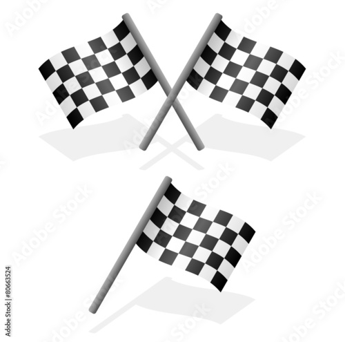 Cross and single racing flags with shadow photo