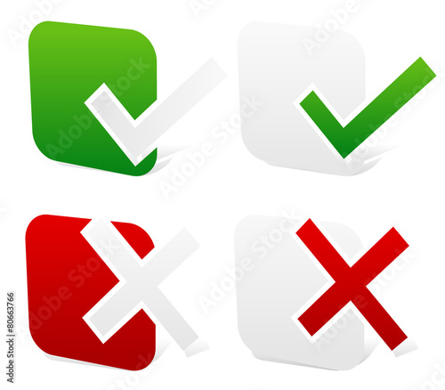 Checkmark, cross set. vector illustration