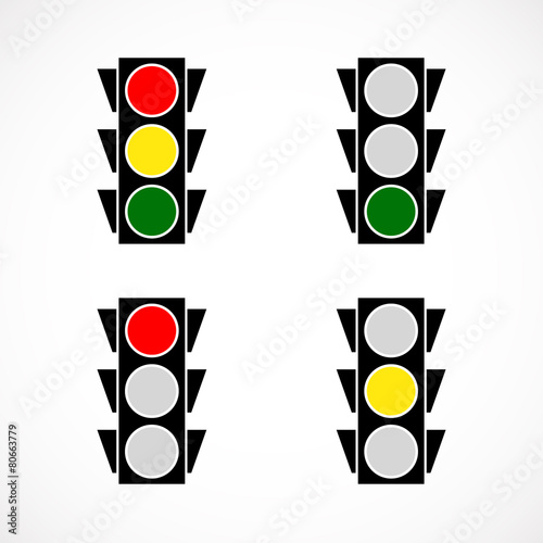 Classic traffic lamp icons. vector illustration. photo