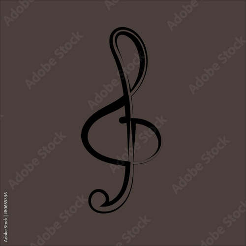 Illustration of a black clef isolated on white background VECTOR