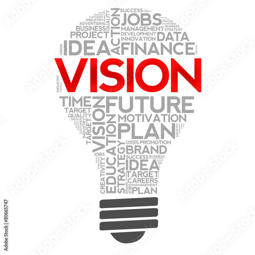 VISION bulb word cloud, business concept