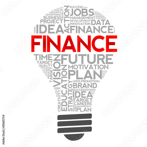 FINANCE bulb word cloud, business concept