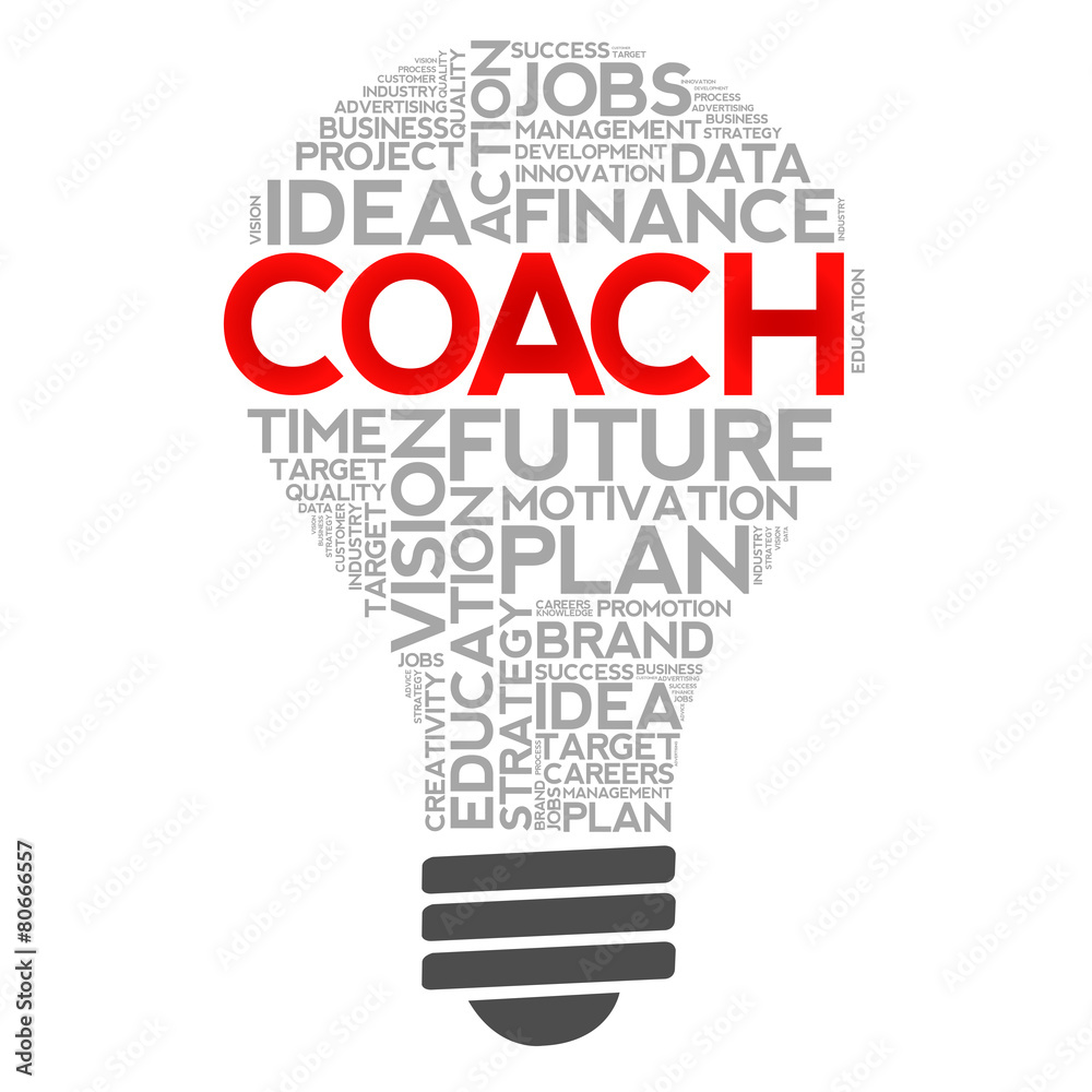 COACH bulb word cloud, business concept COACH bulb word cloud, business concept