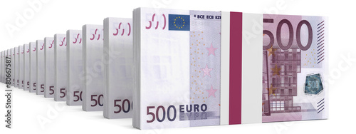 Stacks of money. Five hundred euros.