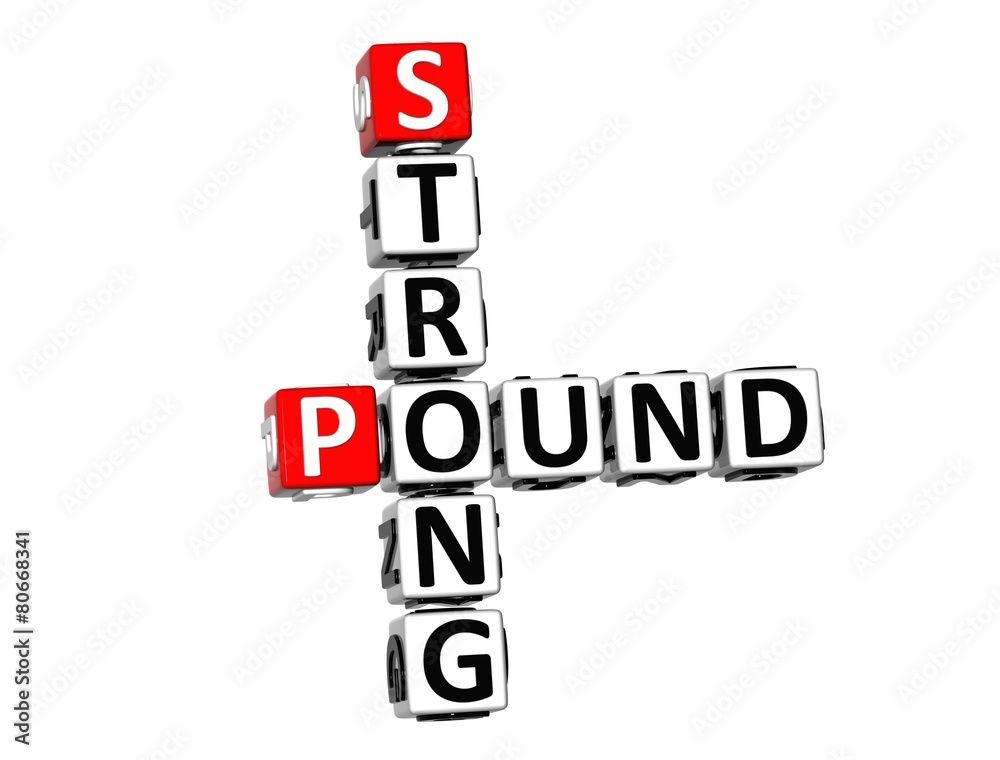 3D Crossword Strong Pound on white background 3D Crossword Strong Pound on white background