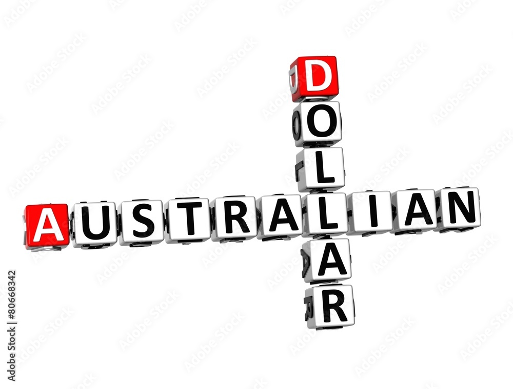 3D Crossword Australian Dollar on white background 3D Crossword Australian Dollar on white background