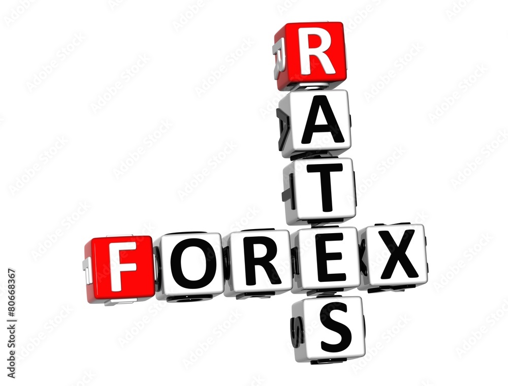 3D CrosswordForex Rates on white background 3D CrosswordForex Rates on white background