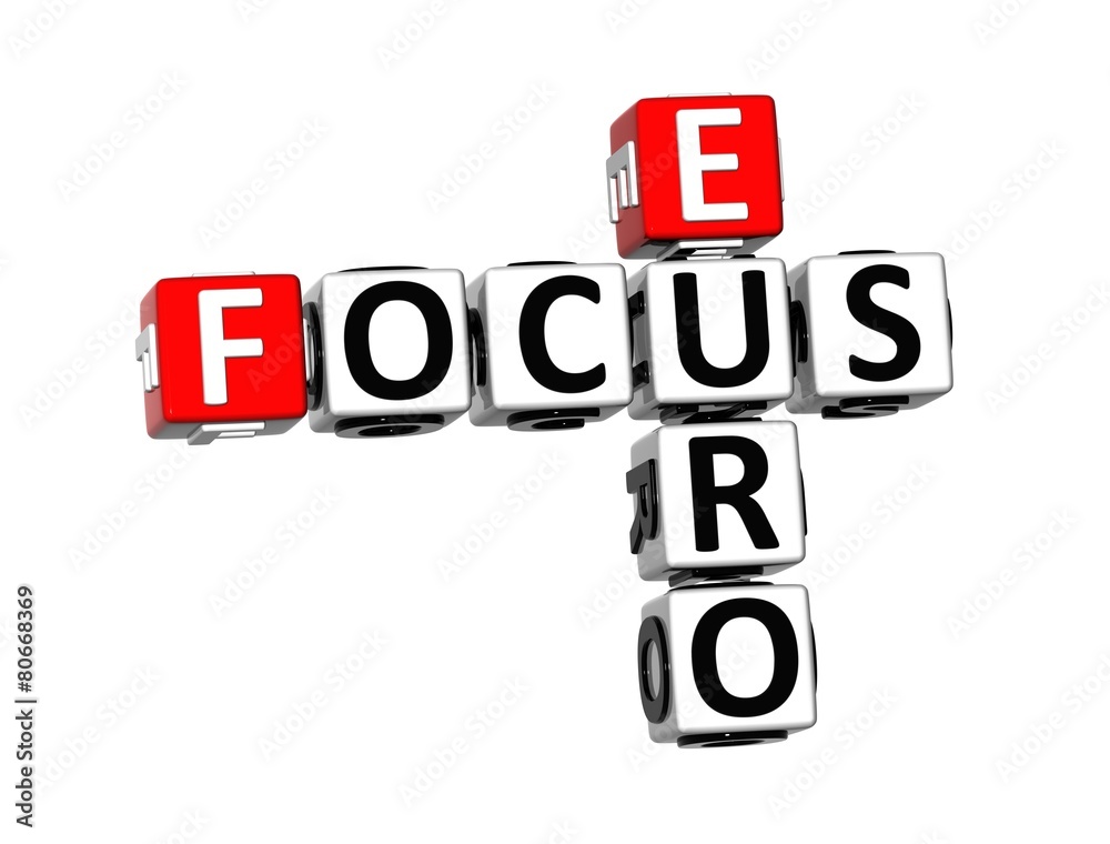 3D Crossword Focus Euro on white background 3D Crossword Focus Euro on white background