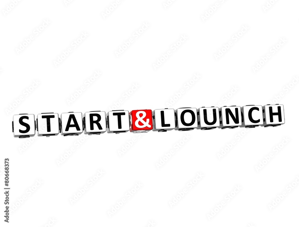 3D Word Start and Lounch on white background 3D Word Start and Lounch on white background