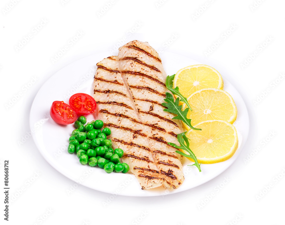 Grilled fish fillet. Grilled fish fillet.