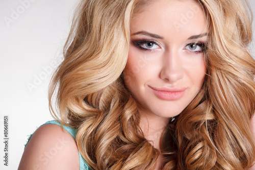 Beauty woman face skincare makeup blonde hair