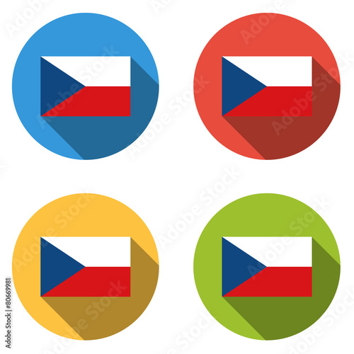 Collection of 4 isolated flat buttons (icons) with CZECH REPUBLI