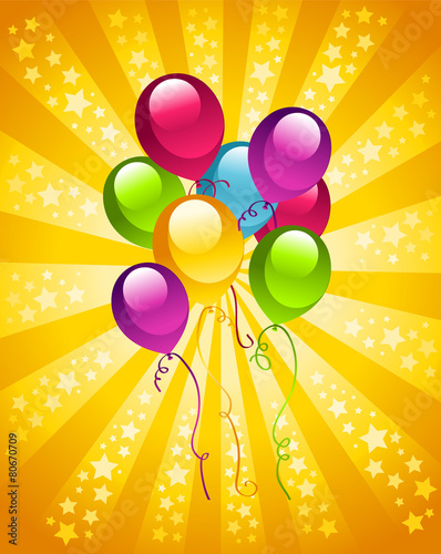 Colorful birthday card with party balloons