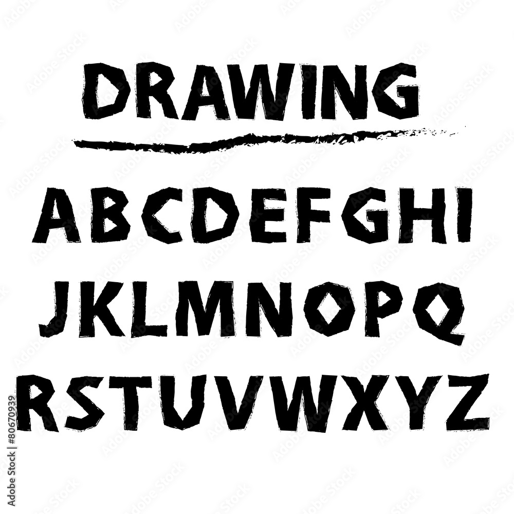drawing sketch alphabet. Handwritten font. drawing sketch alphabet. Handwritten font.