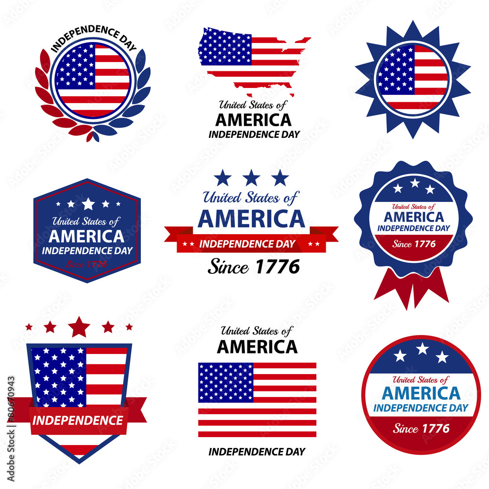 4th Happy Independence day badge and label 4th Happy Independence day badge and label