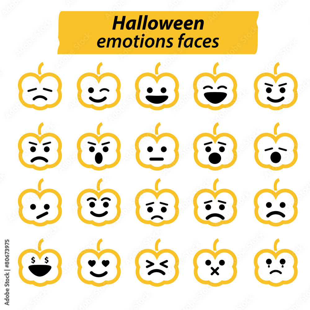 Obraz premium Set of Halloween Pumpkins icon emotions face