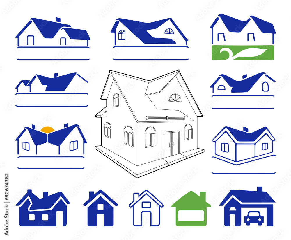 Buildings signs logo set Buildings signs logo set