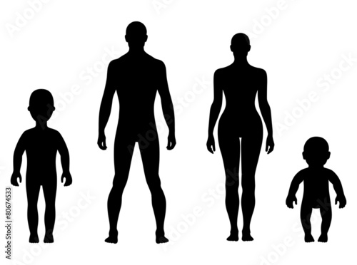 Full length front human silhouette set