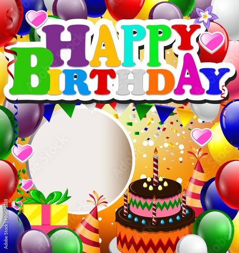 happy birthday background with colorful balloons