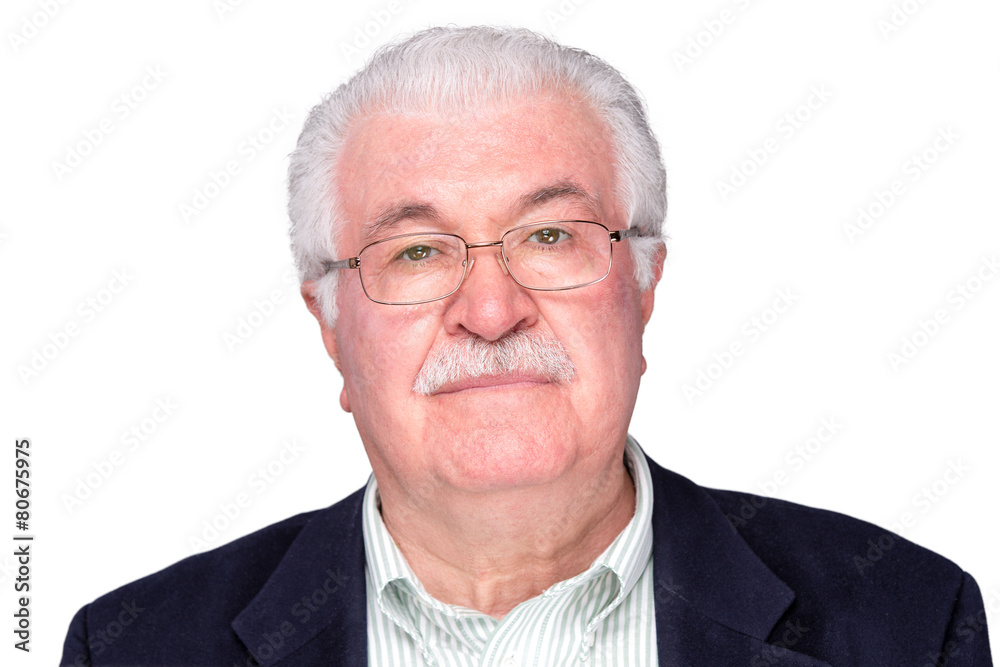 Close up Serious Senior Man Wearing Eyeglasses Close up Serious Senior Man Wearing Eyeglasses