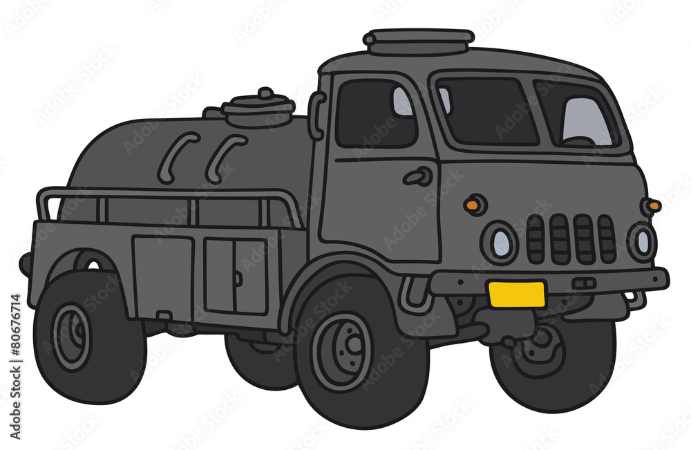 Old small military terrain tank truck
