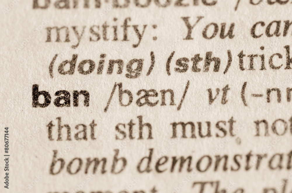 Dictionary definition of word ban